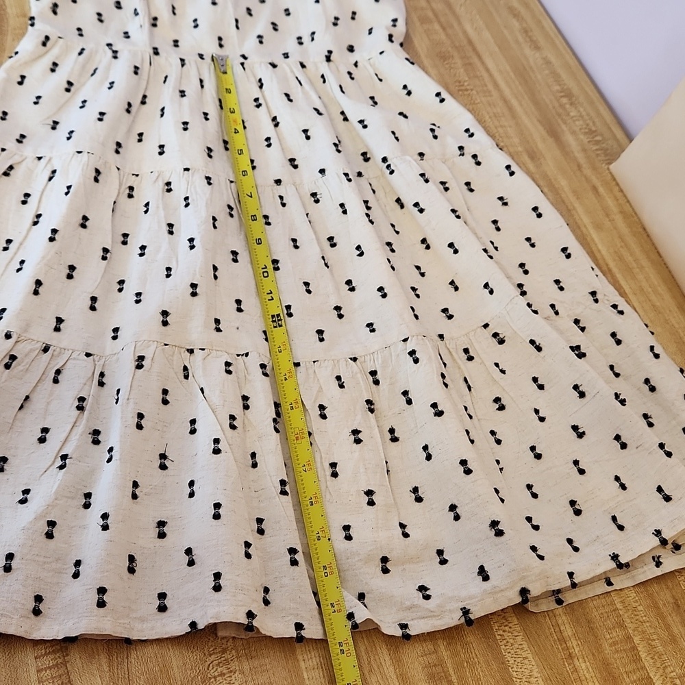 SIM & SAM Linen Blend Mini Dress Black & Natural Color size M - Picture 14 of 14